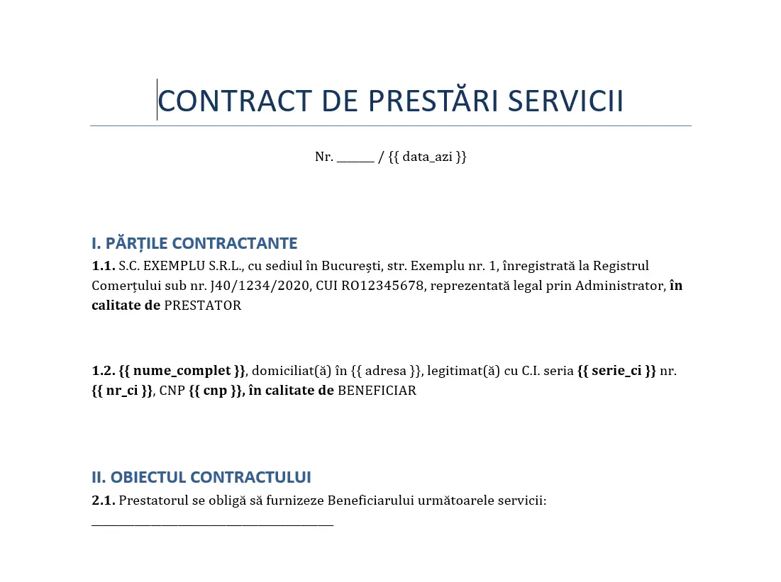 Cititor CI - Document Word generat automat